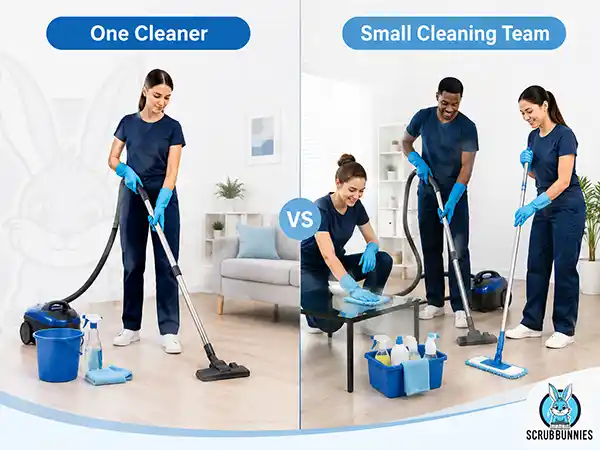 Independent cleaner and cleaning company team comparison